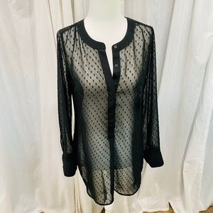Merona black sheer polka dot blouse